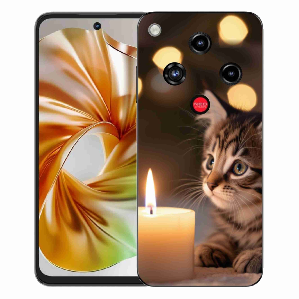 Gélový kryt mmCase na ZTE Nubia Focus 2 - mačiatko a sviečka