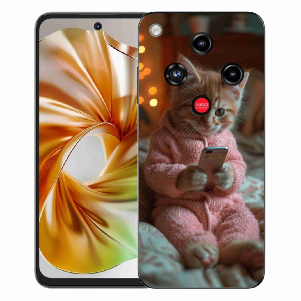 Gélový kryt mmCase na ZTE Nubia Focus 2 - mačiatko s mobilom