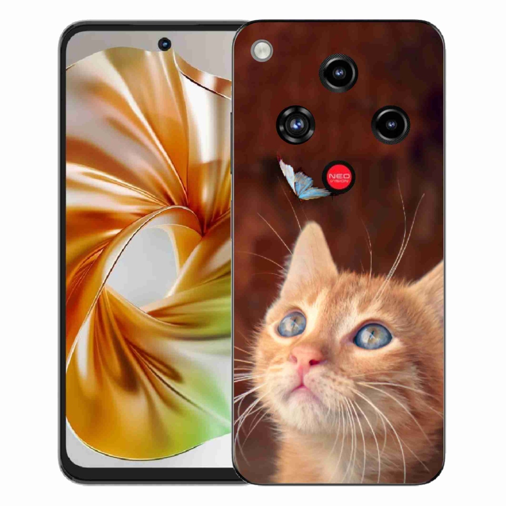Gélový kryt mmCase na ZTE Nubia Focus 2 - motýľ a mačiatko
