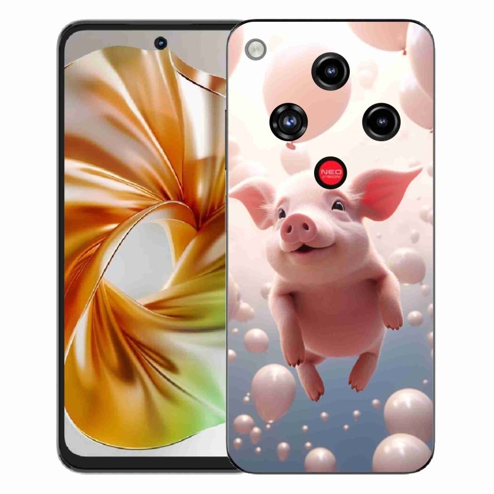 Gélový kryt mmCase na ZTE Nubia Focus 2 - prasiatko s balónikmi