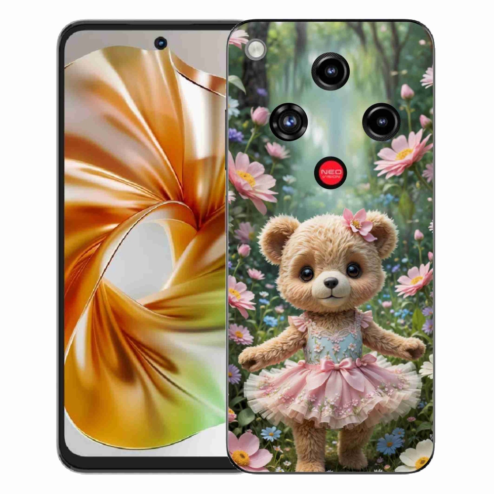Gélový kryt mmCase na ZTE Nubia Focus 2 - roztomilý medvedík v kvetoch