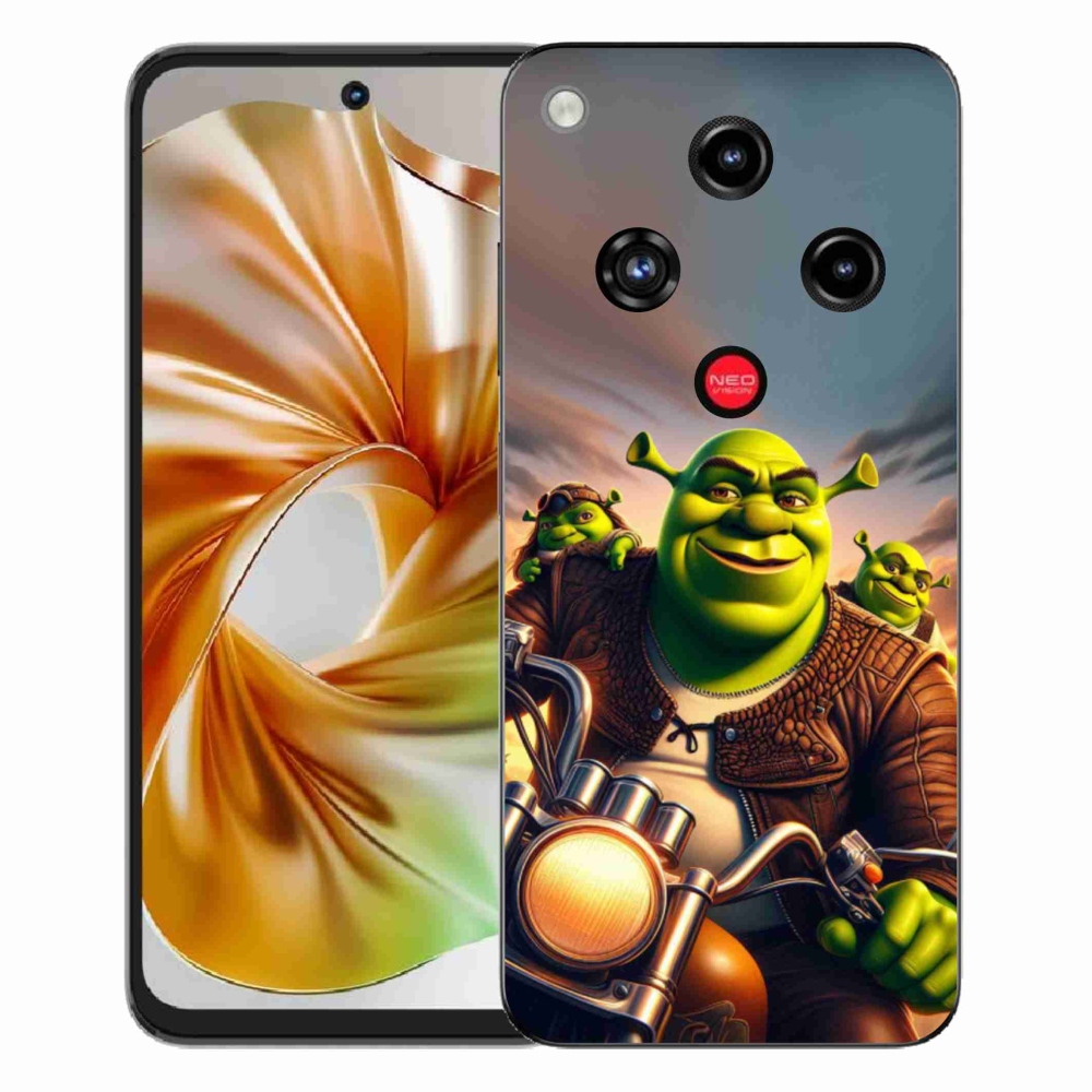 Gélový kryt mmCase na ZTE Nubia Focus 2 - shrek na motorke