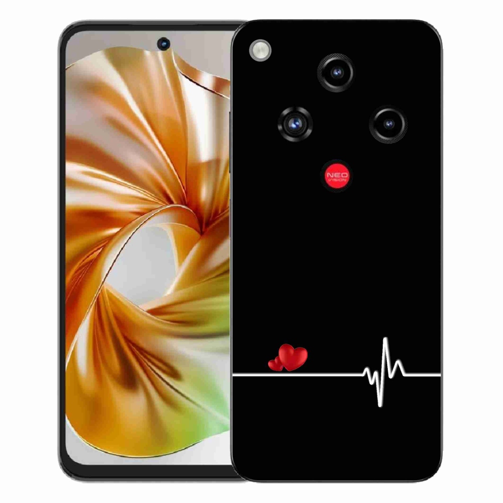 Gélový kryt mmCase na ZTE Nubia Focus 2 - srdce a tep čierne pozadie