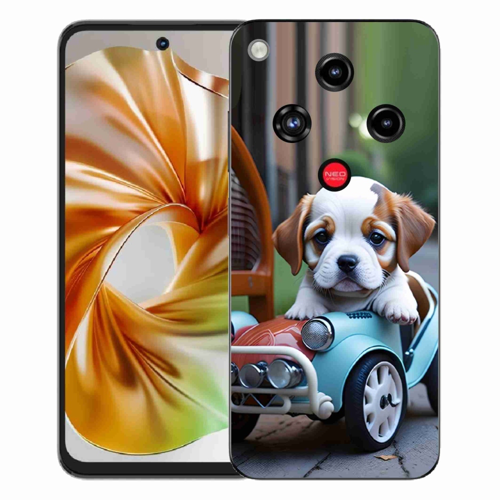 Gélový kryt mmCase na ZTE Nubia Focus 2 - šteňa v retro aute