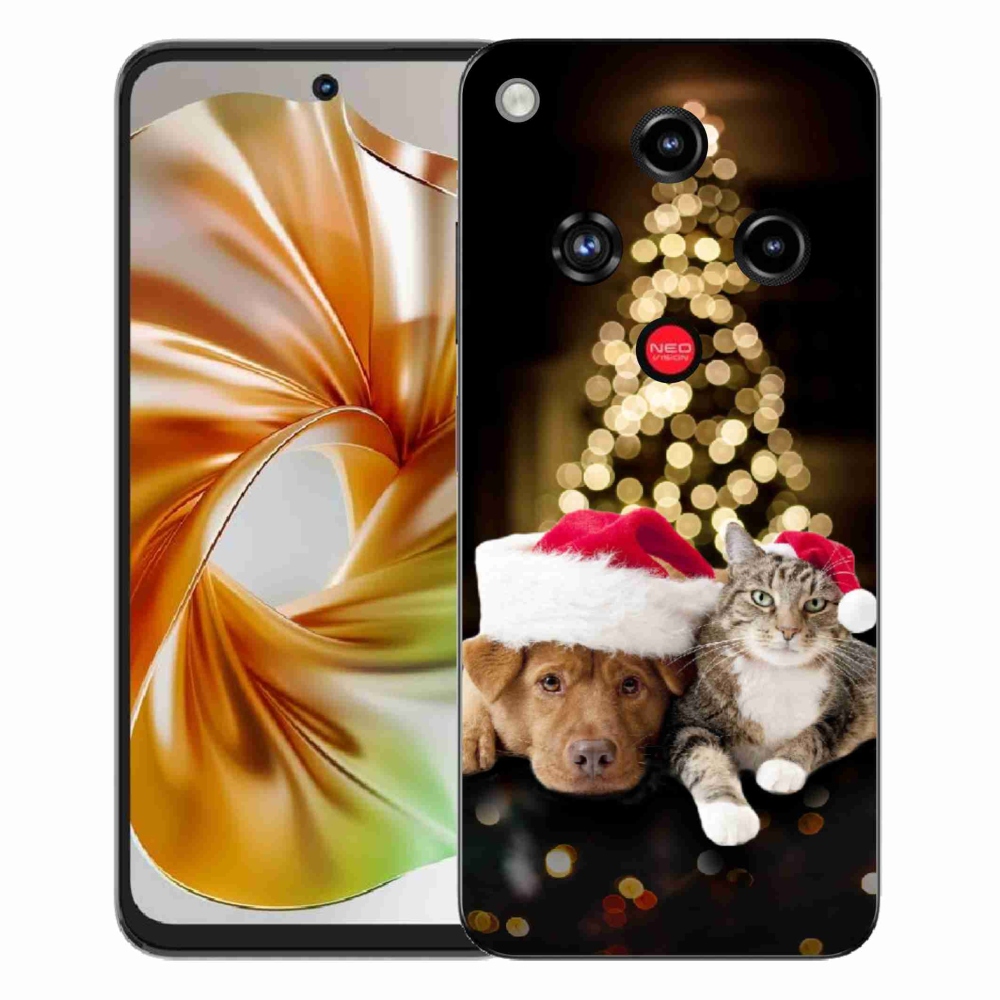 Gélový kryt mmCase na ZTE Nubia Focus 2 - vianočný pes a mačka