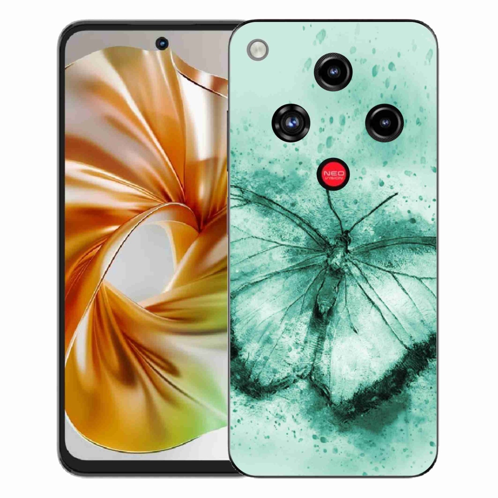 Gélový kryt mmCase na ZTE Nubia Focus 2 - zelený motýľ