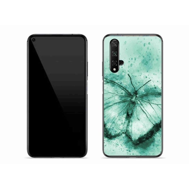 Gelový obal mmCase na mobil Honor 20 - zelený motýl