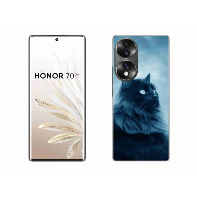 Gélový obal mmCase na mobil Honor 70 - čierna mačka 1