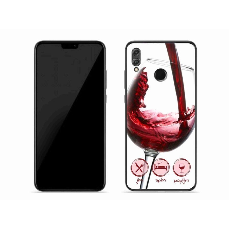 Gélový obal mmCase na mobil Honor 8X - pohárik vína červené