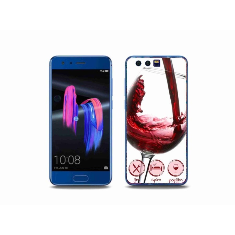 Gélový obal mmCase na mobil Honor 9 - pohárik vína červené