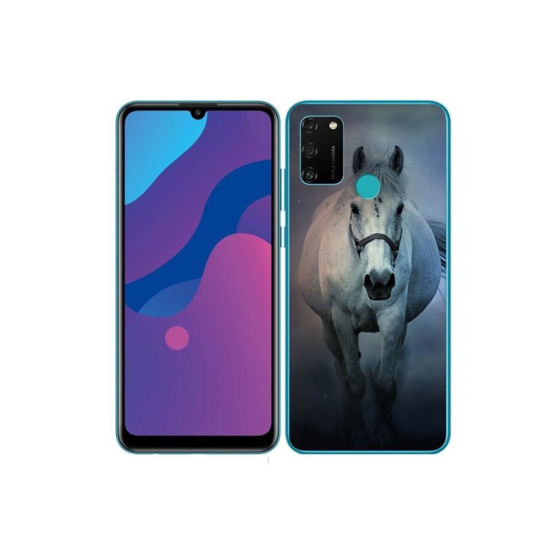 Gélový obal mmCase na mobil Honor 9A - bežiaci biely kôň