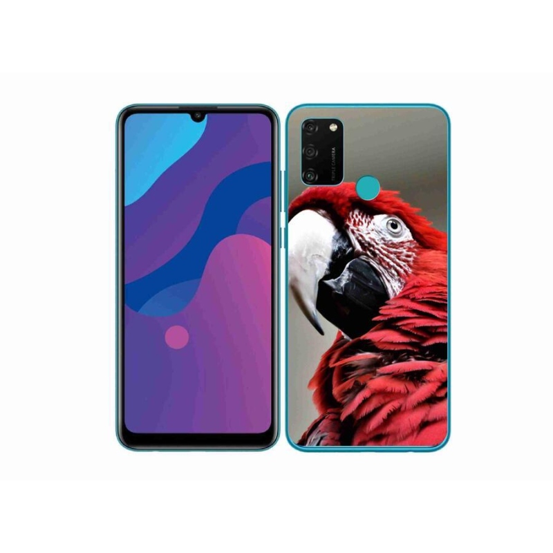 Gélový obal mmCase na mobil Honor 9A - papagáj ara červený