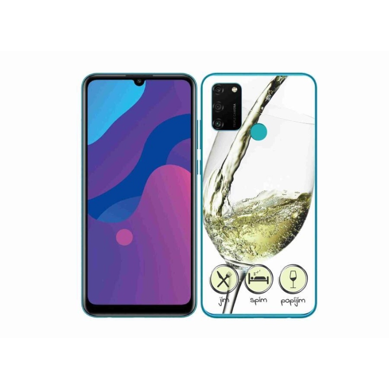 Gélový obal mmCase na mobil Honor 9A - pohárik vína biele