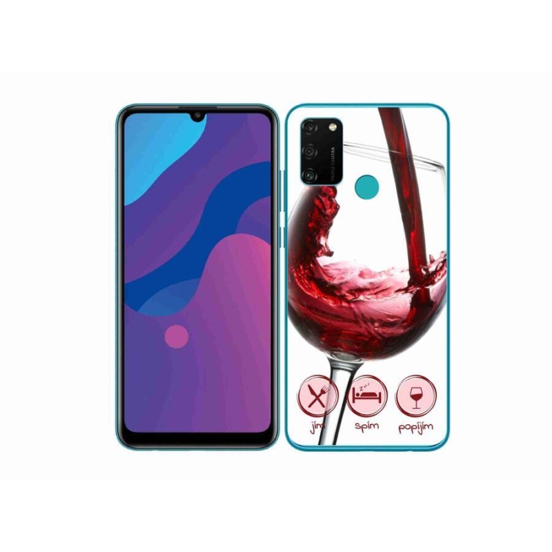 Gélový obal mmCase na mobil Honor 9A - pohárik vína červené