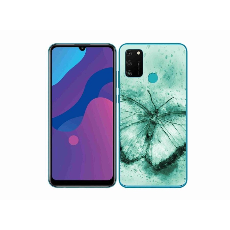 Gélový obal mmCase na mobil Honor 9A - zelený motýľ