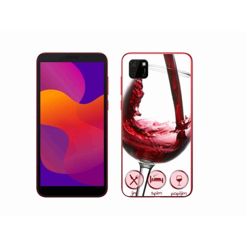 Gélový obal mmCase na mobil Honor 9S - pohárik vína červené