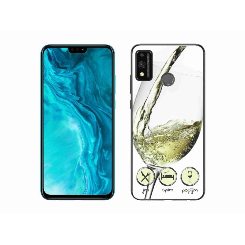 Gélový obal mmCase na mobil Honor 9X Lite - pohárik vína biele