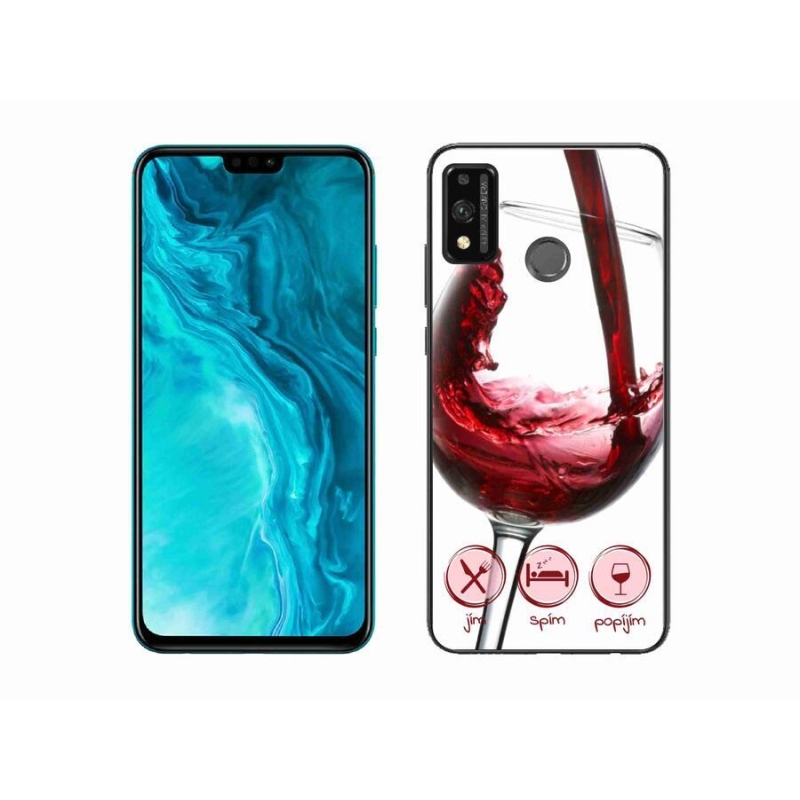 Gélový obal mmCase na mobil Honor 9X Lite - pohárik vína červené