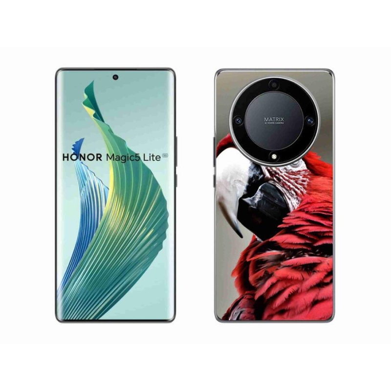 Gélový obal mmCase na mobil Honor Magic 5 Lite 5G - papagáj ara červený