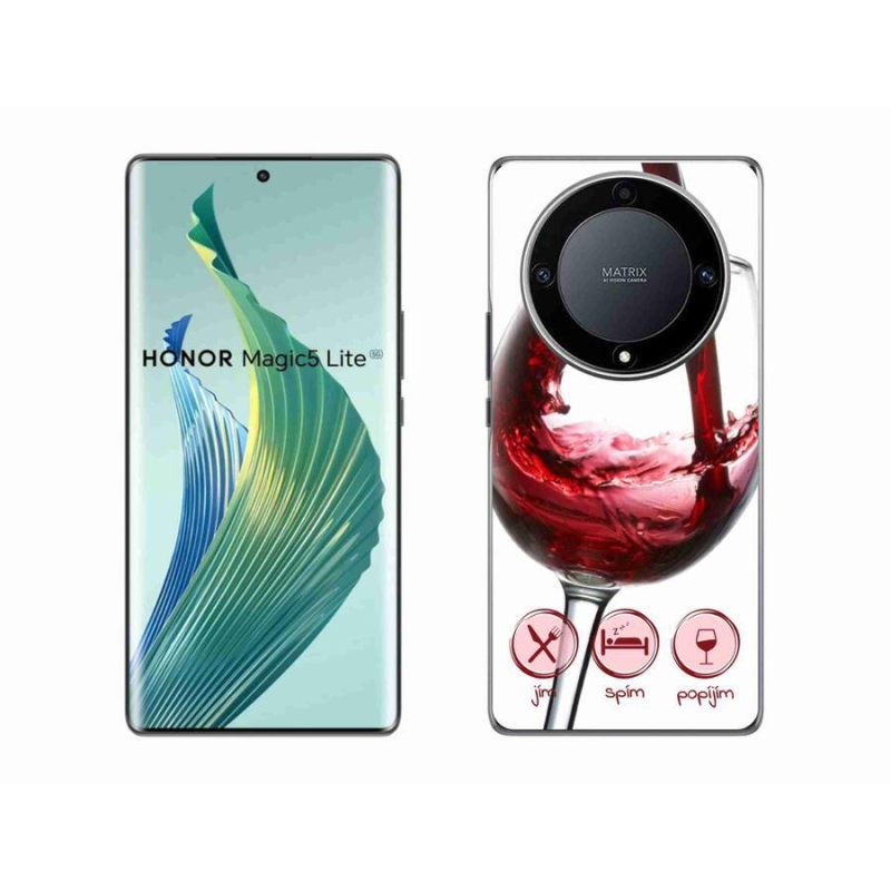 Gélový obal mmCase na mobil Honor Magic 5 Lite 5G - pohár vína červené