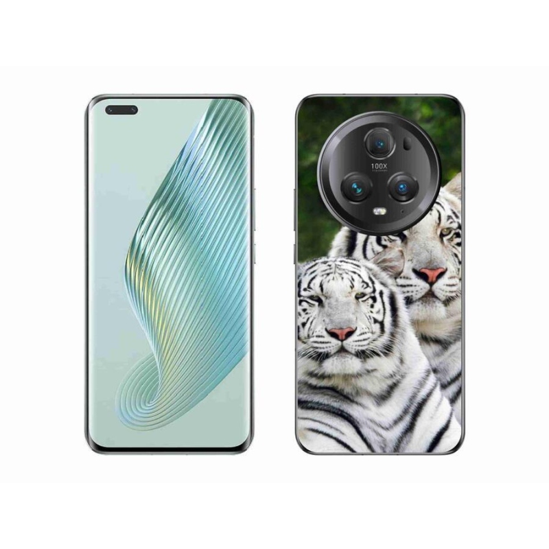 Gélový obal mmCase na mobil Honor Magic 5 Pro 5G - bieli tigre