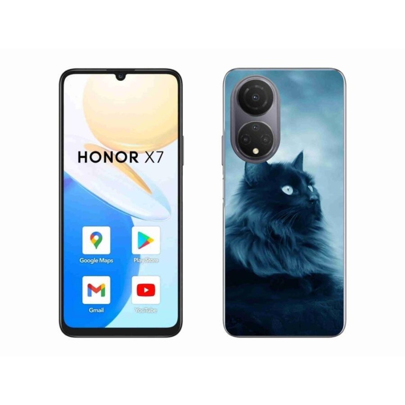 Gélový obal mmCase na mobil Honor X7 - čierna mačka 1