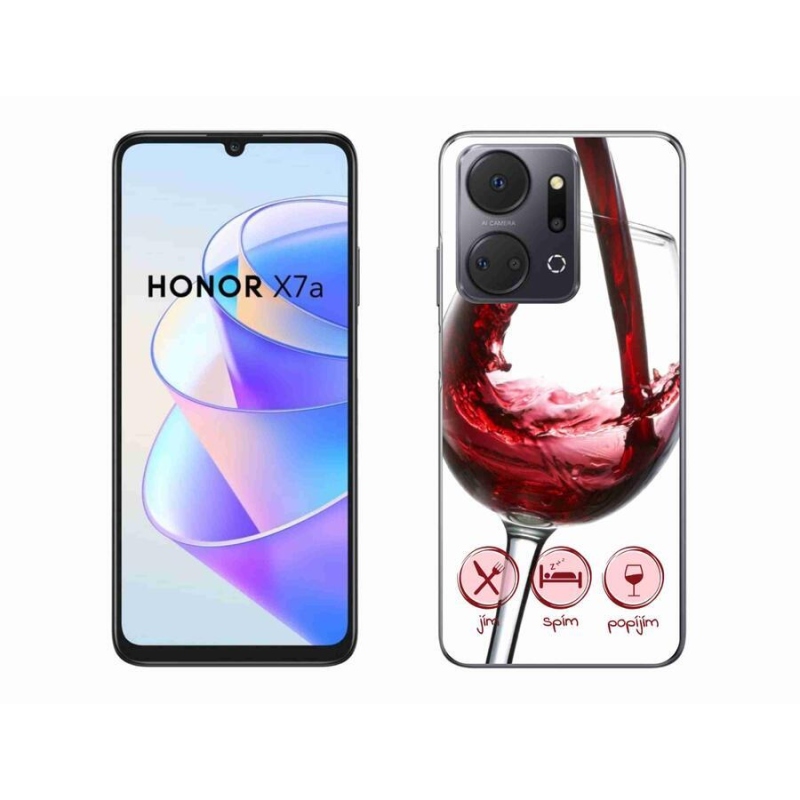 Gélový obal mmCase na mobil Honor X7a - pohár vína červené