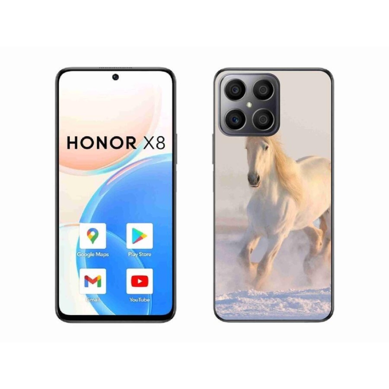 Gélový obal mmCase na mobil Honor X8 4G - kôň v snehu