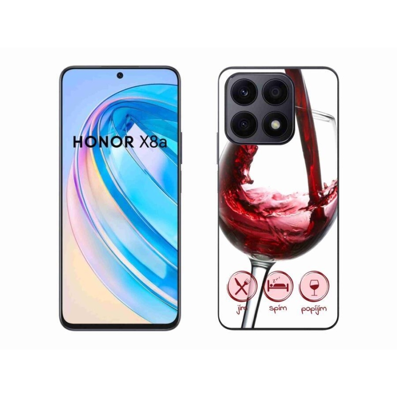 Gélový obal mmCase na mobil Honor X8a - pohár vína červené