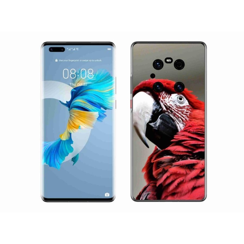 Gélový obal mmCase na mobil Huawei Mate 40 Pro - papagáj ara červený