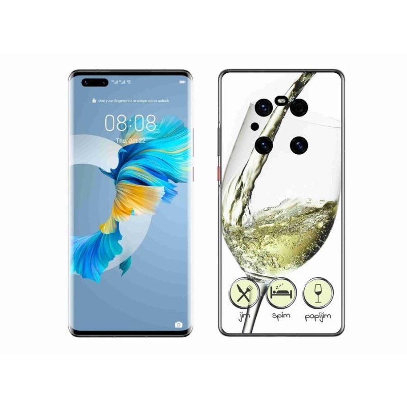 Gélový obal mmCase na mobil Huawei Mate 40 Pro - pohárik vína biele