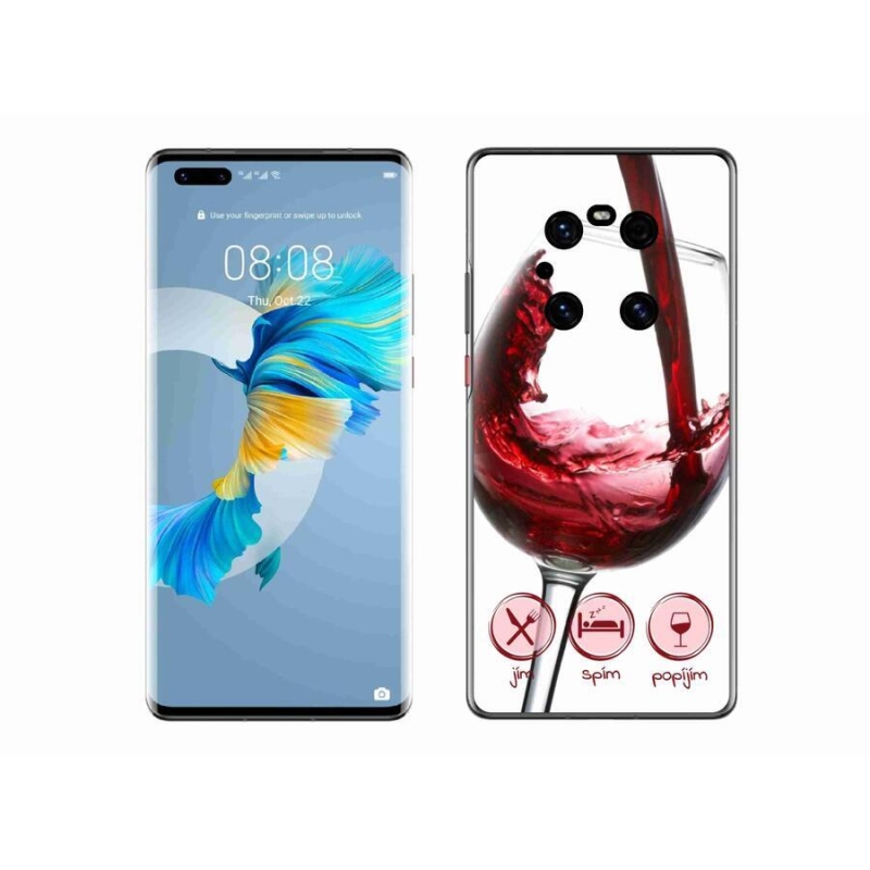 Gélový obal mmCase na mobil Huawei Mate 40 Pro - pohárik vína červené