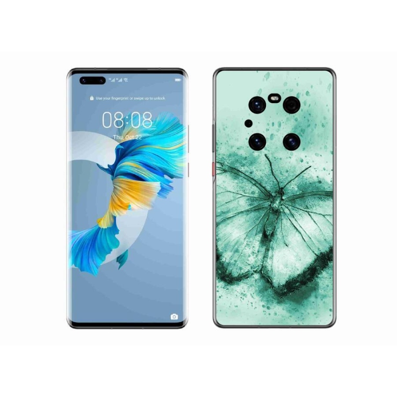 Gélový obal mmCase na mobil Huawei Mate 40 Pro - zelený motýľ