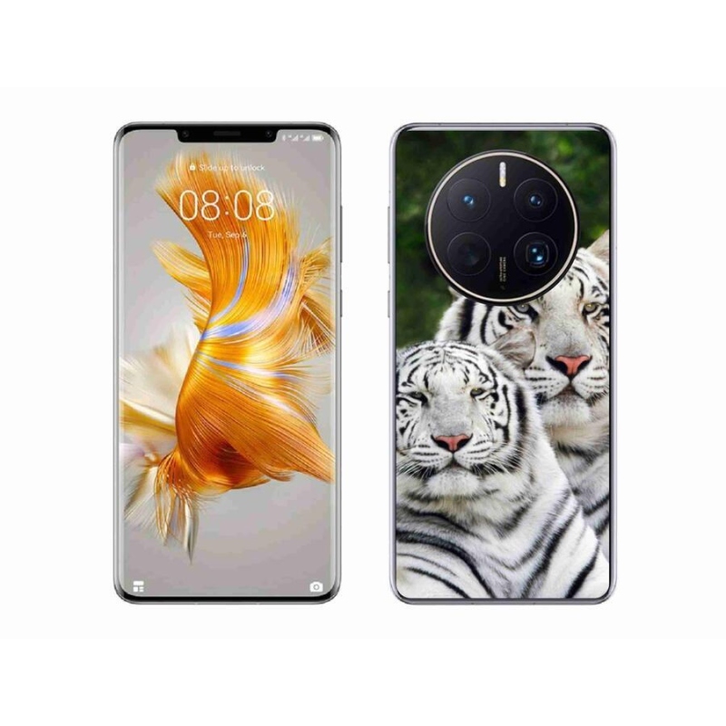 Gélový obal mmCase na mobil Huawei Mate 50 Pro - bieli tigre