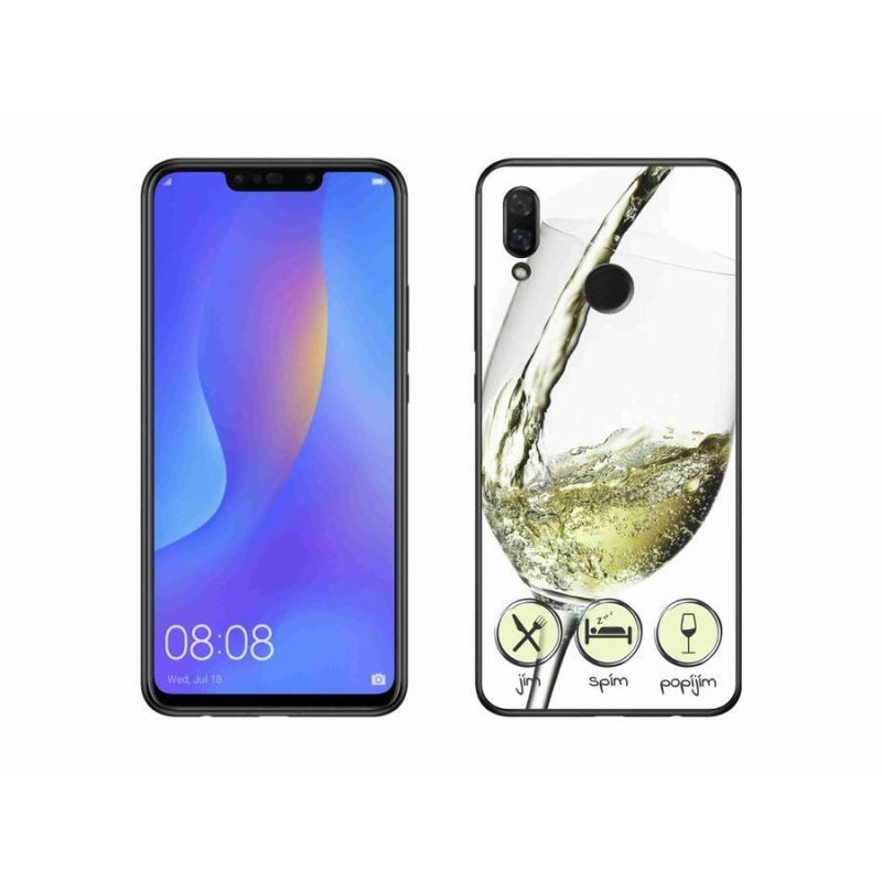 Gélový obal mmCase na mobil Huawei Nova 3 - pohár vína biele