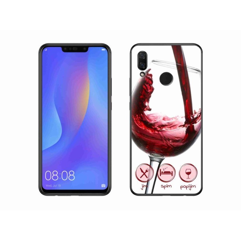 Gélový obal mmCase na mobil Huawei Nova 3 - pohár vína červené