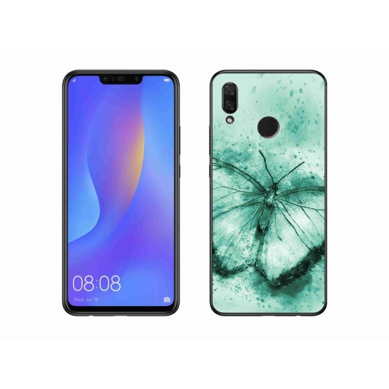 Gélový obal mmCase na mobil Huawei Nova 3 - zelený motýľ