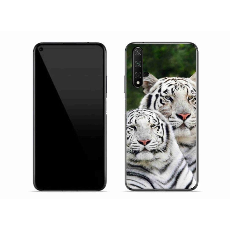 Gélový obal mmCase na mobil Huawei Nova 5T - bieli tigre
