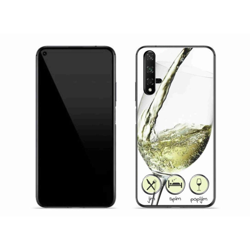 Gélový obal mmCase na mobil Huawei Nova 5T - pohárik vína biele