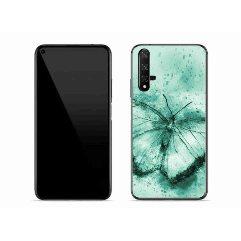 Gélový obal mmCase na mobil Huawei Nova 5T - zelený motýľ