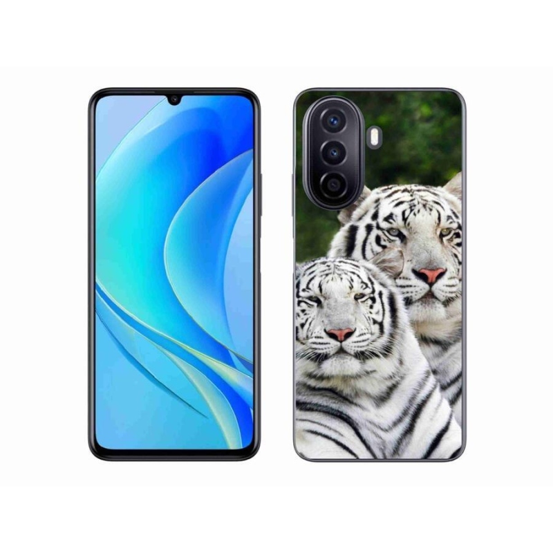 Gélový obal mmCase na mobil Huawei Nova Y70 - bieli tigre