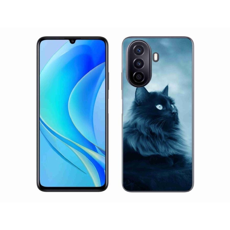 Gélový obal mmCase na mobil Huawei Nova Y70 - čierna mačka 1