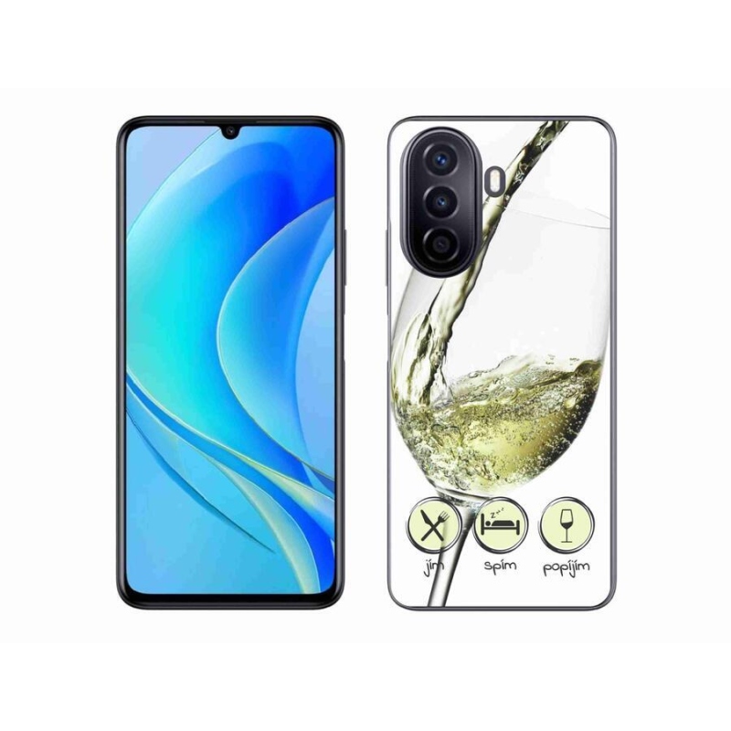 Gélový obal mmCase na mobil Huawei Nova Y70 - pohár vína bielej