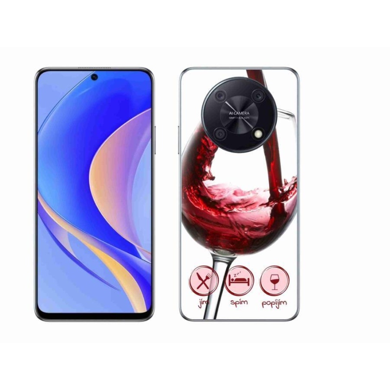 Gélový obal mmCase na mobil Huawei Nova Y90 - pohár vína červené