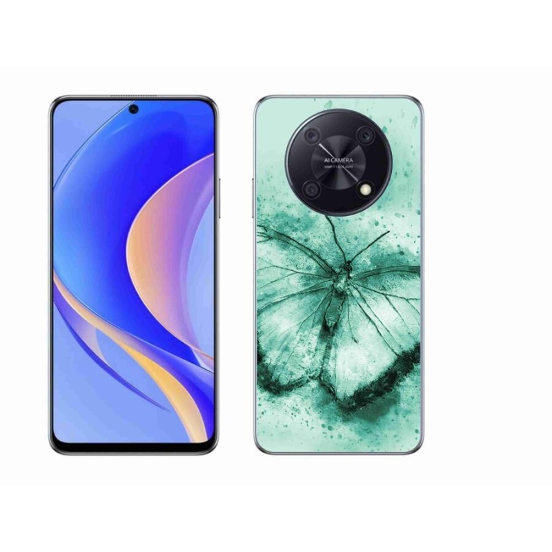 Gélový obal mmCase na mobil Huawei Nova Y90 - zelený motýľ