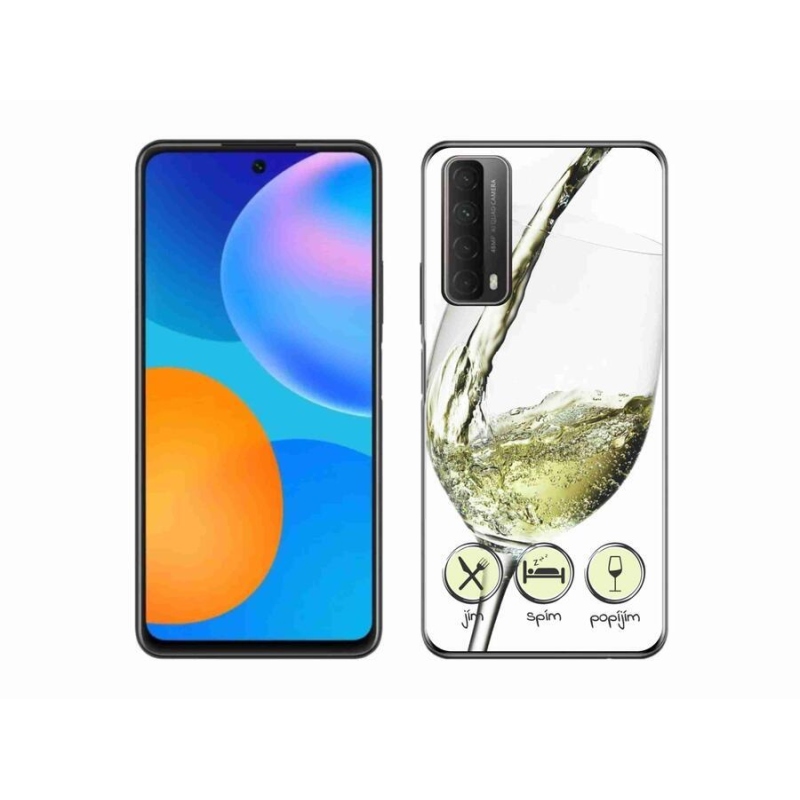 Gélový obal mmCase na mobil Huawei P Smart (2021) - pohárik vína biele