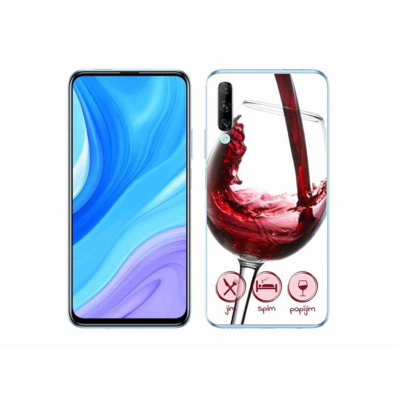 Gélový obal mmCase na mobil Huawei P Smart Pro (2019) - pohárik vína červené