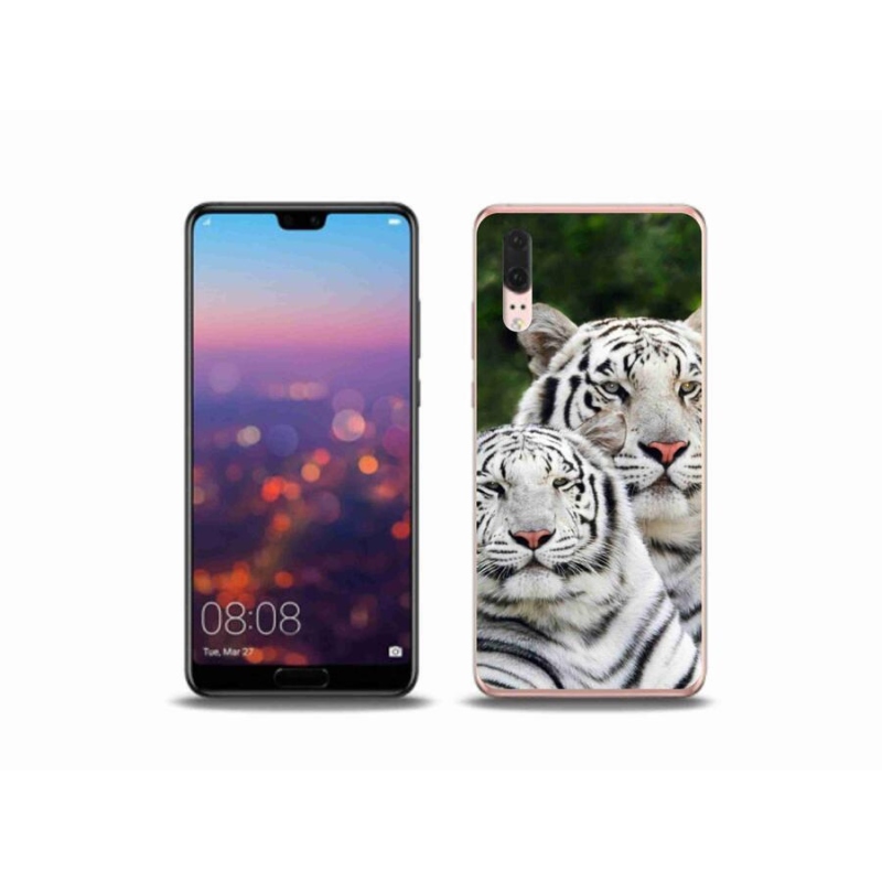 Gélový obal mmCase na mobil Huawei P20 - bieli tigre