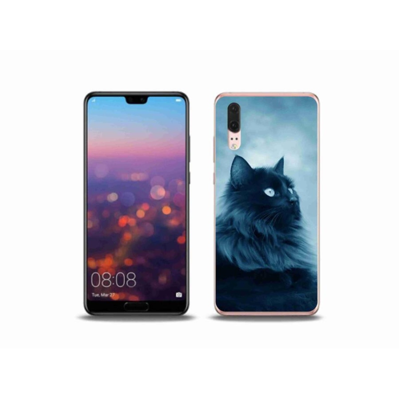 Gélový obal mmCase na mobil Huawei P20 - čierna mačka 1