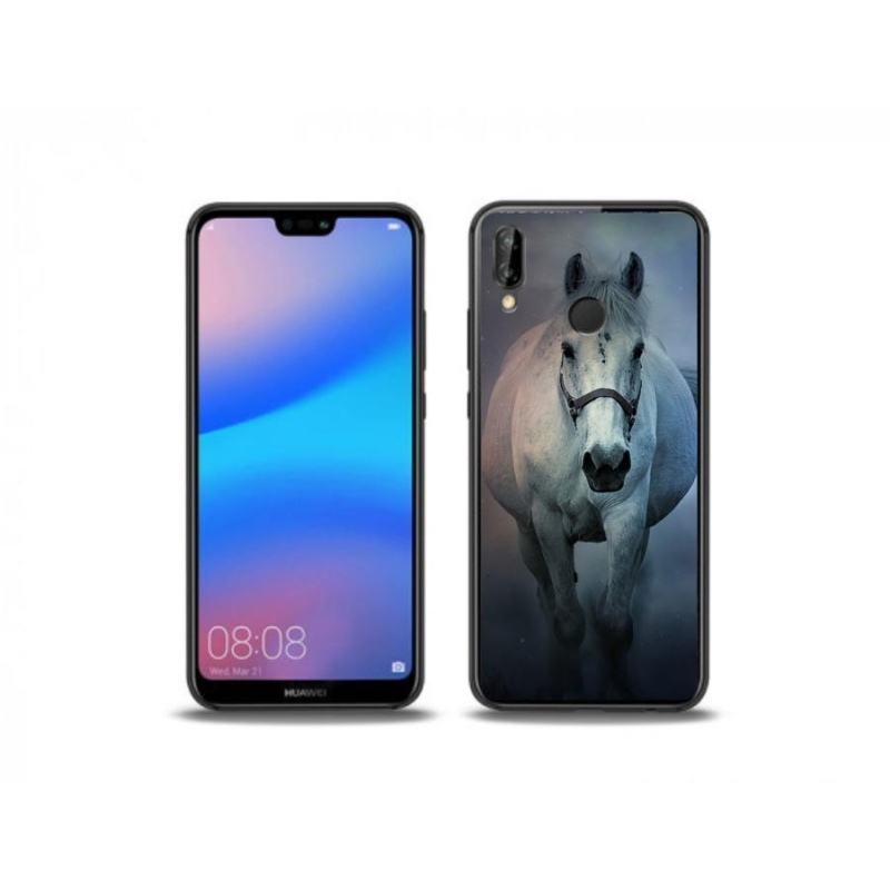 Gélový obal mmCase na mobil Huawei P20 Lite - bežiaci biely kôň